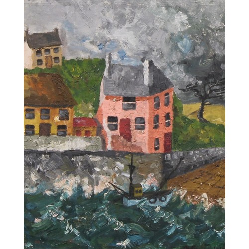 443 - French School (20th century)
The Red House
indistinctly signed, oil on canvas, 49.5cm x 39cm