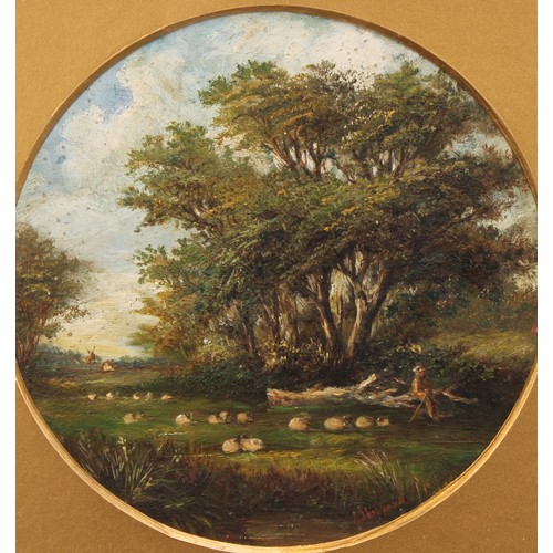 285 - English School (19th century)
The Shepherd's Rest
indistinctly signed, oil on board, 12.5cm diameter