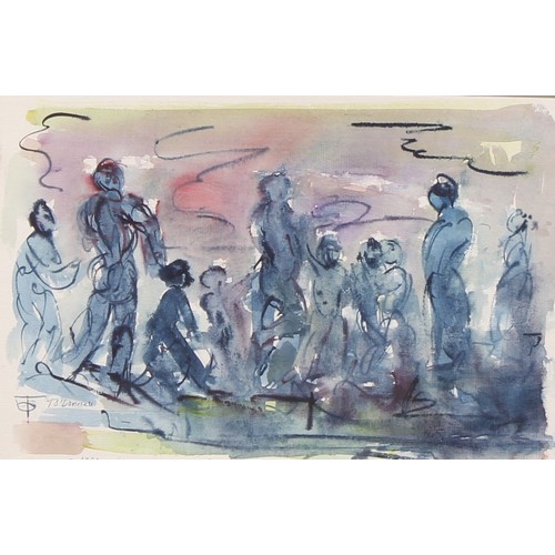 483 - Thomas O'Donnell (1944-2020)
Standing in Line
signed, dated 1992, London, watercolour, 27cm x 40cm