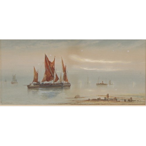 403 - Thomas Mortimer (1880-1920)
Fishing Boats off Newlyn
signed, watercolour, 16.5cm x 35cm