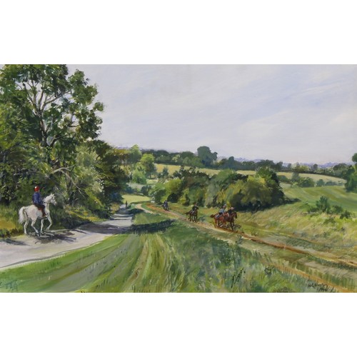 448 - H.G. Buxton (English School)
Trotting on Epsom Downs
signed, dated 1994, oil on board, 49cm x 75cm