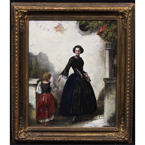 433 - Frank (Franz) Buchser (1828-1890)
Mother and Child Arriving Home
signed and dated 1855 to verso, oil... 