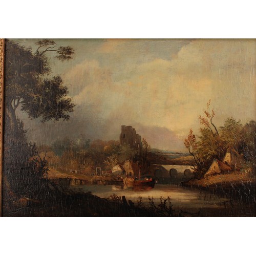 411 - Edward Charles Williams (1807-1881)
River Landscape, 
signed, oil on panel, 35.5cm x 49.5cm