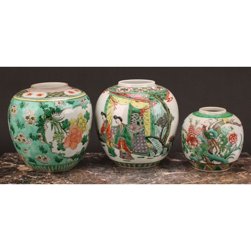 195 - A 19th century Chinese ovoid ginger jar, decorated in polychrome enamels with figures and horse in c... 