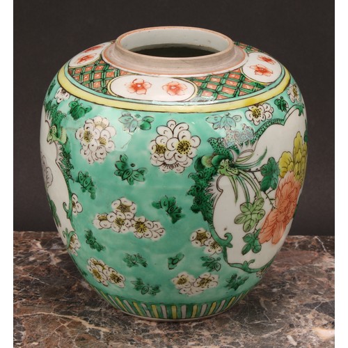 195 - A 19th century Chinese ovoid ginger jar, decorated in polychrome enamels with figures and horse in c... 