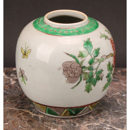 195 - A 19th century Chinese ovoid ginger jar, decorated in polychrome enamels with figures and horse in c... 