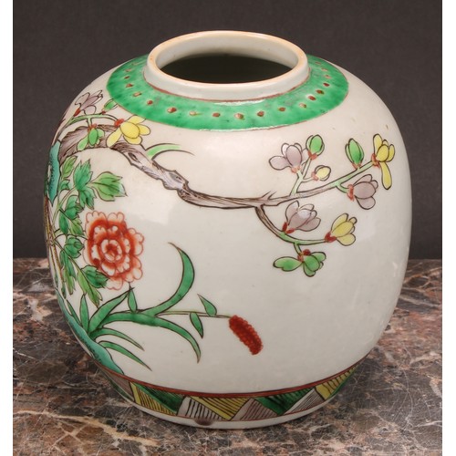 195 - A 19th century Chinese ovoid ginger jar, decorated in polychrome enamels with figures and horse in c... 