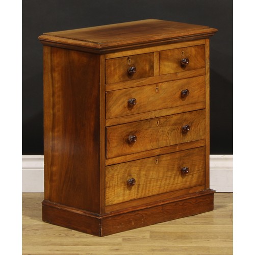 1940 - Miniature Furniture - a 19th century table-top chest, rectangular top with moulded edge above two sh... 