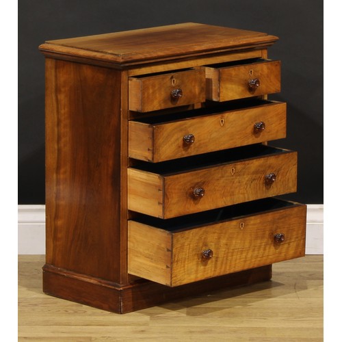 1940 - Miniature Furniture - a 19th century table-top chest, rectangular top with moulded edge above two sh... 