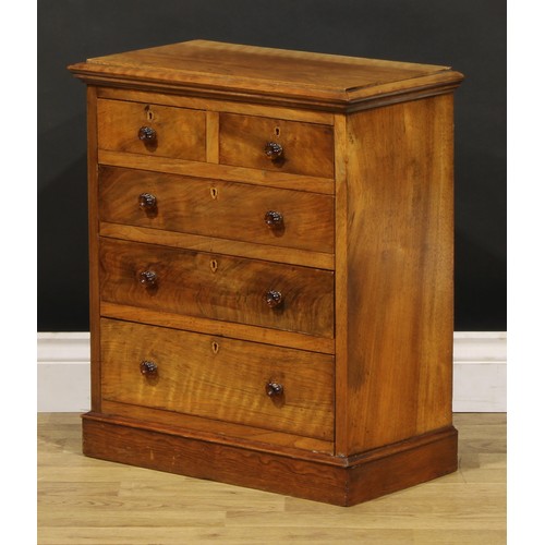 1940 - Miniature Furniture - a 19th century table-top chest, rectangular top with moulded edge above two sh... 