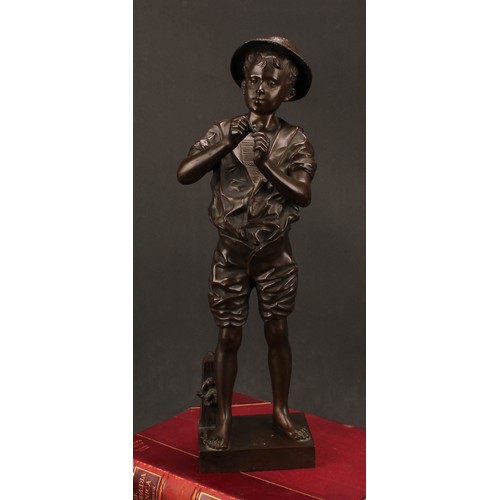 1571 - Adolphe Jean Lavergne, French (1852-1901), a brown patinated bronze, Pecheur, signed in the maquette... 