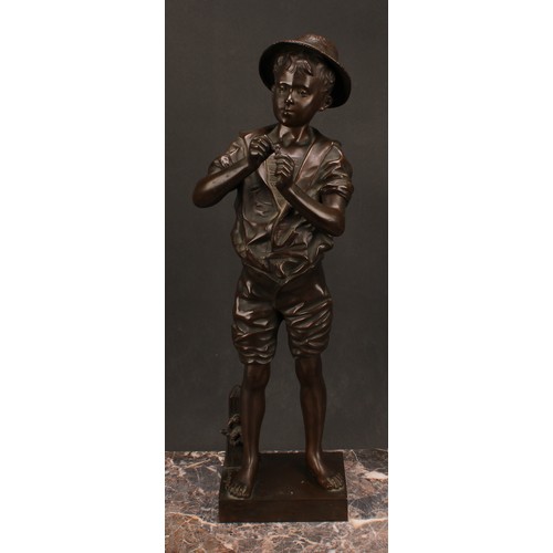 1571 - Adolphe Jean Lavergne, French (1852-1901), a brown patinated bronze, Pecheur, signed in the maquette... 