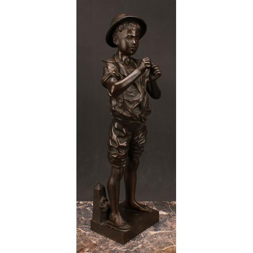 1571 - Adolphe Jean Lavergne, French (1852-1901), a brown patinated bronze, Pecheur, signed in the maquette... 