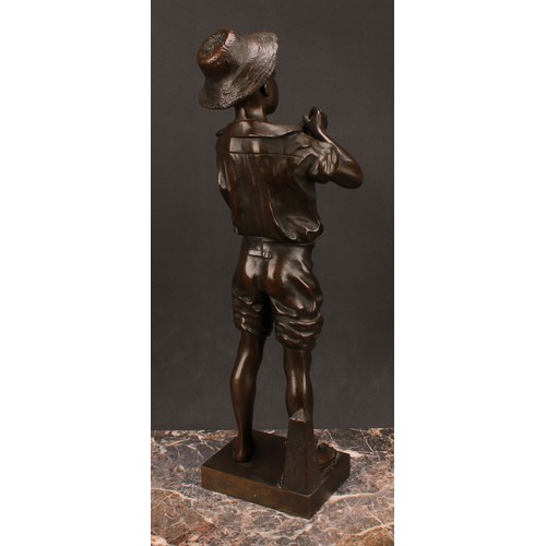 1571 - Adolphe Jean Lavergne, French (1852-1901), a brown patinated bronze, Pecheur, signed in the maquette... 