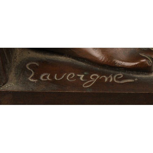 1571 - Adolphe Jean Lavergne, French (1852-1901), a brown patinated bronze, Pecheur, signed in the maquette... 