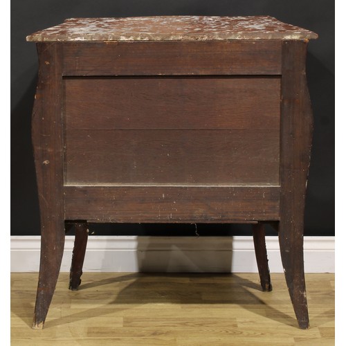 1331 - A late 19th century French rosewood, kingwood and marquetry serpentine commode, in the Louis XV tast... 