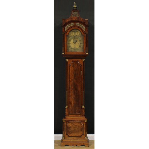 1265 - A George III mahogany musical longcase clock, 30.5cm arched brass dial inscribed Peter Paulsen, Zeis... 