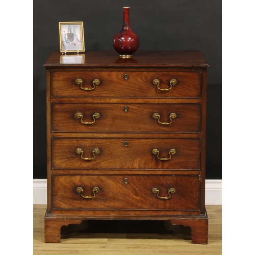 1408 - A George III style mahogany chest, of small and neat proportions, rectangular top with moulded edge ... 