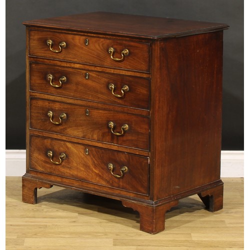 1408 - A George III style mahogany chest, of small and neat proportions, rectangular top with moulded edge ... 