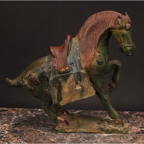 220 - A Chinese model of a horse, of Tang design, 30cm high; a Shiwan figure of an elder, 30cm high; other... 