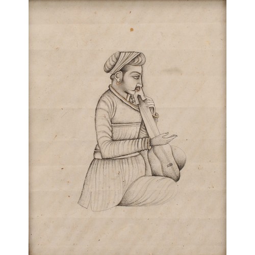 457 - Indian School (19th century)
A pair, Musicians
pencil drawings heightened in gilt, 17.5cm x 13.5cm, ... 