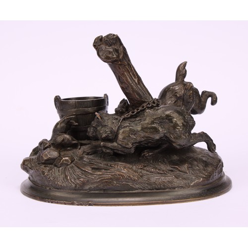 1577 - Alphonse Alexandre Arson (1822 - 1895), after, a brown patinated bronze, terriers ratting, signed in... 