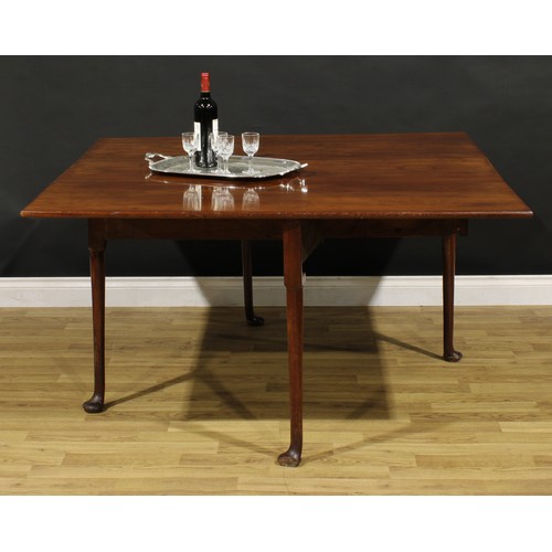 1234 - A George II mahogany gateleg table, rectangular top with fall leaves, straightened cabriole legs, pa... 