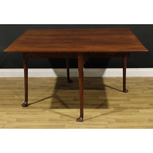 1234 - A George II mahogany gateleg table, rectangular top with fall leaves, straightened cabriole legs, pa... 