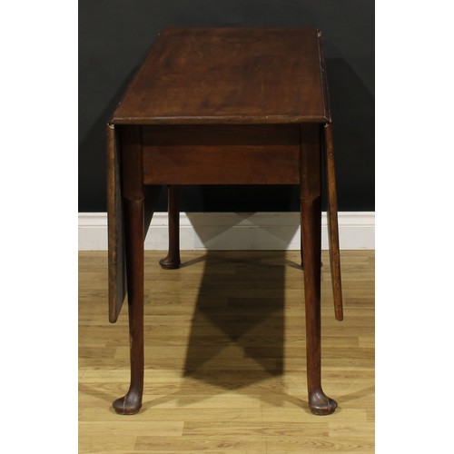 1234 - A George II mahogany gateleg table, rectangular top with fall leaves, straightened cabriole legs, pa... 