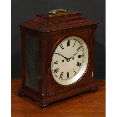 1549 - A George III mahogany bracket-form mantel clock, 20cm circular dial inscribed with Roman numerals, t... 