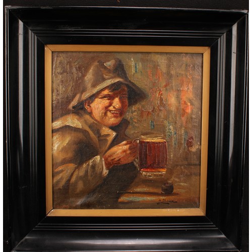 472 - J Bona (early 20th century)
A Welcome Pint
signed, oil on canvas, 36cm x 33.5cm