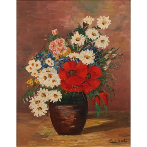 463 - Hvd Horst (Dutch, 20th century)
Still Life, Flowers in a Vase
signed, oil on canvas, 48cm x 38.5cm