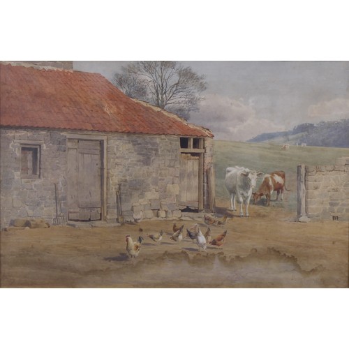 380 - Berenger Benger (1868 - 1935)
Farmyard with Poultry and Cattle
signed, dated 1891, watercolour, 50cm... 