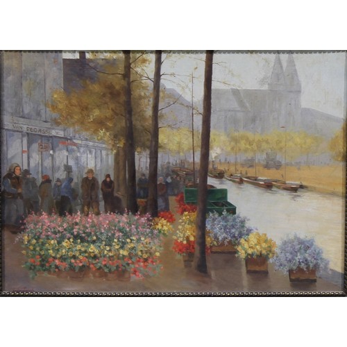 370 - Continental School (Early 20th century)
Dutch Flower Market
indistinctly signed, oil on board, 34cm ... 