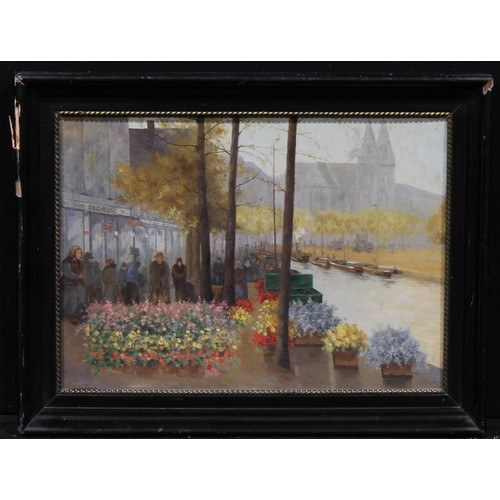 370 - Continental School (Early 20th century)
Dutch Flower Market
indistinctly signed, oil on board, 34cm ... 