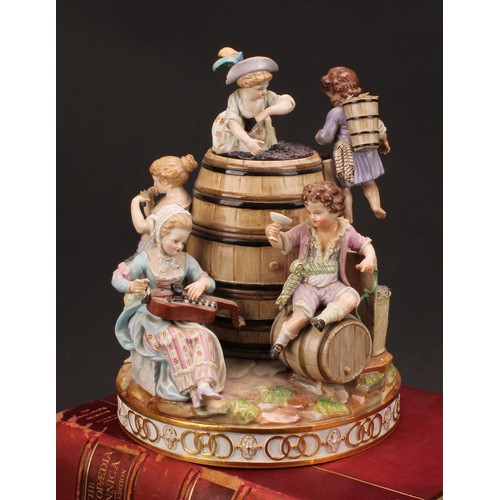 139 - A Meissen porcelain figural table centre, The Vintners, after Michel Victor Acier (1736-1799), model... 