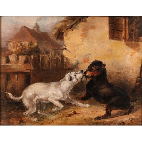 282 - English School (19th century)
Terriers at Play,
oil on board, 12.5cm x 16.5cm