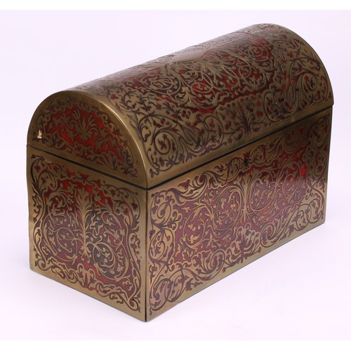 1181 - A 19th/early 20th century Boulle and ebonised desk tidy box, brass and tortoise shell marquetry, the... 