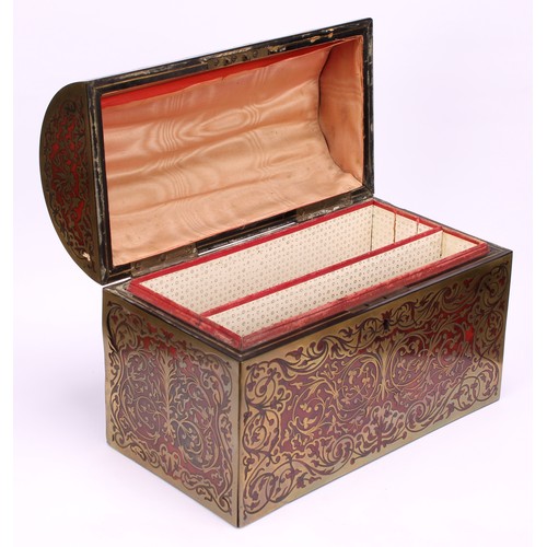 1181 - A 19th/early 20th century Boulle and ebonised desk tidy box, brass and tortoise shell marquetry, the... 