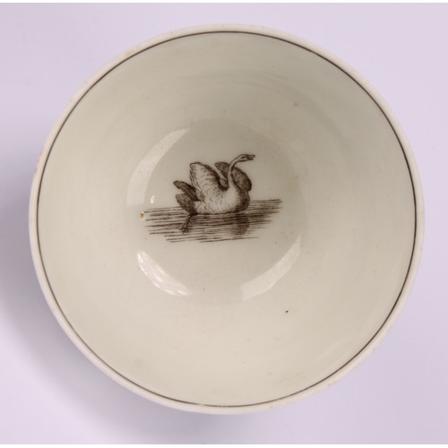 87 - A Worcester tea bowl and saucer, after Robert Hancock, printed in monochrome with L’ Amour, the sauc... 