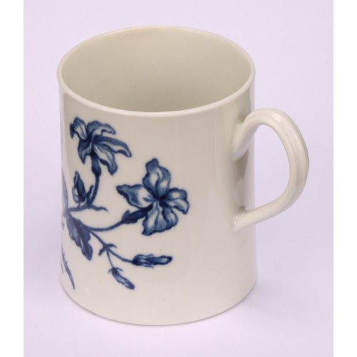 88 - A Worcester Thorny Rose pattern mug, decorated in underglaze blue with large rose and other flowers,... 