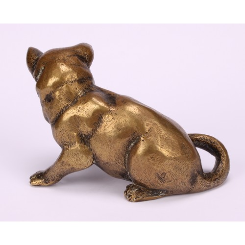 1185 - An Austrian cabinet bronze, of a playful cat, 9cm long, c.1900