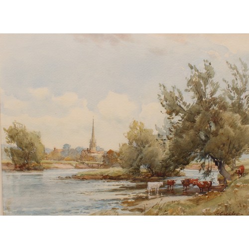 454 - Harold Gresley (1892–1967)
Repton Church and School from the Trent
signed, watercolour, 27cm x 37cm