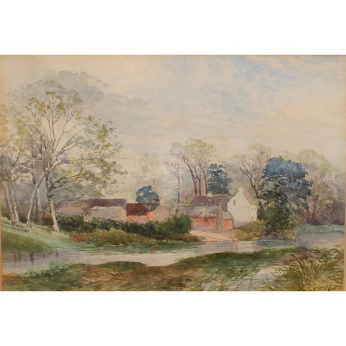 391 - Frank Gresley (1855-1936)
Riverside Scene in Derbyshire, 
signed, watercolour, 15cm x 22cm