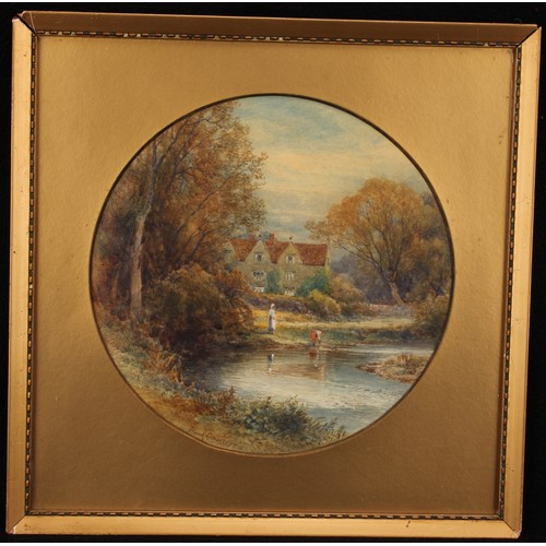 421 - Frank Gresley (1855-1936)
Swarkestone Old Hall
signed, watercolour, circular mount, 23.5cm diameter