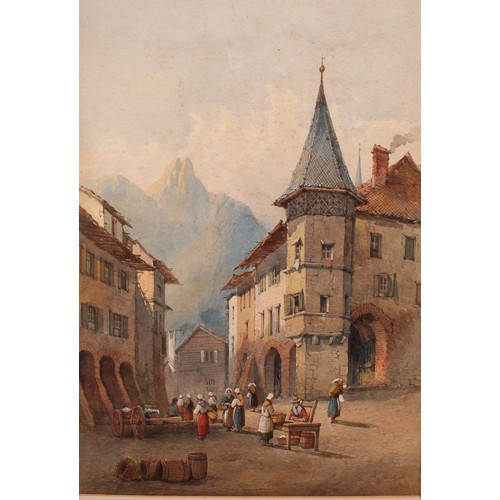 377 - Attributed to Samuel Prout (1783-1852)
Continental Street Scene, Washing Day
watercolour, 45.5c, x 3... 