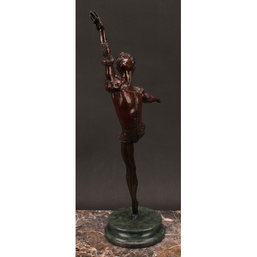 1936 - Tom Merrifield (1932-2021), a bronze figure of a ballerina, Prince, marble effect base, signed in th... 