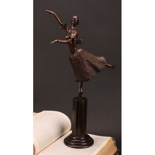 1935 - Tom Merrifield (1932-2021), a bronze figure of a ballerina, Giselle, numbered 1/8, fluted column on ... 