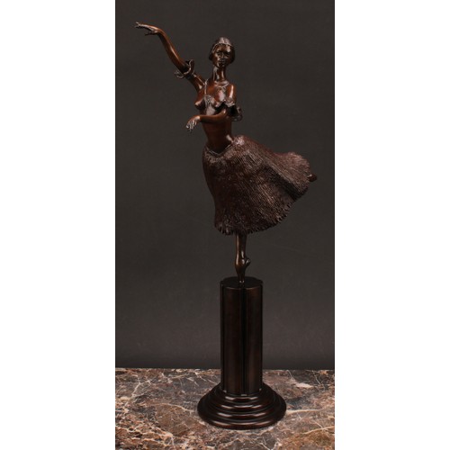 1935 - Tom Merrifield (1932-2021), a bronze figure of a ballerina, Giselle, numbered 1/8, fluted column on ... 