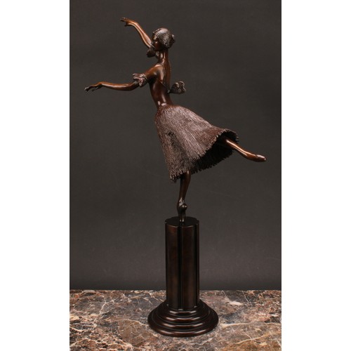 1935 - Tom Merrifield (1932-2021), a bronze figure of a ballerina, Giselle, numbered 1/8, fluted column on ... 